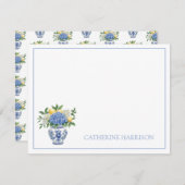 Blaue Chinoiserie Vase mit Hydrangeas Mitteilungskarte (Vorne/Hinten)