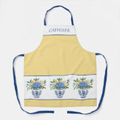 Blaue Chinoiserie Vase mit Hydrangeas Schürze (Vorderseite)