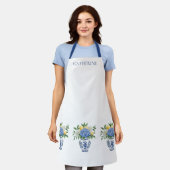 Blaue Chinoiserie Vase mit Hydrangeas Schürze (Getragen)