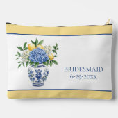 Blaue Chinoiserie Vase mit Hydrangeas Zubehörtasche (Rückseite)