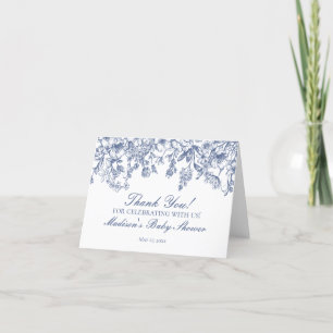 Blaue Chinoiserie Vintage-Blumen-Dankeskarte Dankeskarte