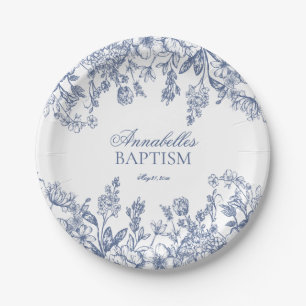 Blaue Chinoiserie Vintage-Blumen-Dessert zur Taufe Pappteller