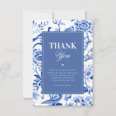 Blaue Chinoiserie Vintage-Brautdusche Dankeskarte (Vorderseite)