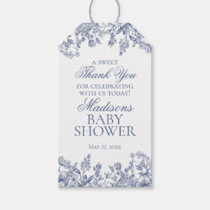 Blaue Chinoiserie Vintage Florale Babyparty-Gesche Geschenkanhänger