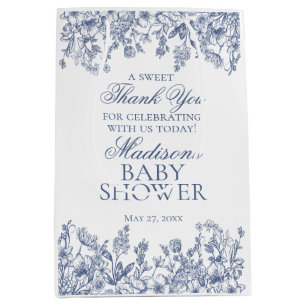 Blaue Chinoiserie Vintage Florale Babyparty-Gesche Mittlere Geschenktüte