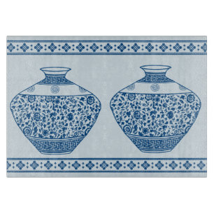 Blaue Chinoiserie-Vintage-Ginger-Gefäße Vasen Schneidebrett