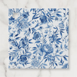 Blaue Chinoiserie-Wasserfarbe-Floral-Botanisch Geschenkanhänger