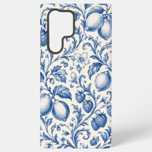 Blaue Chinoiserie-Zitronen-Erdbeeren-Handyhülle Samsung Galaxy Hülle