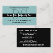 Blaue Chiropraktor-Visitenkarten mit Monogrammen Visitenkarte (Vorne/Hinten)