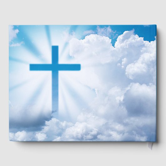 Blaue, Christliche, kreuzförmige Wolken im liebend Gästebuch (Rückseite)