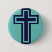 Blaue Christliche Kreuzung verschiedener Varianten Button (Vorderseite)