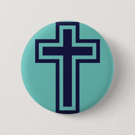 Blaue Christliche Kreuzung verschiedener Varianten Button (Vorderseite)