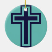 Blaue Christliche Kreuzung verschiedener Varianten Keramik Ornament (Hinten)