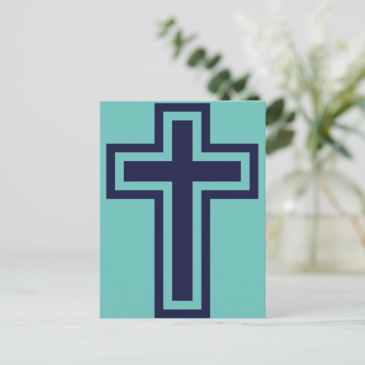 Blaue Christliche Kreuzung verschiedener Varianten Postkarte (Stehend Vorderseite)