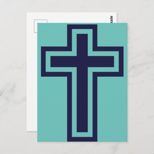 Blaue Christliche Kreuzung verschiedener Varianten Postkarte (Vorne/Hinten)