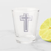 Blaue Christliche Kreuzung verschiedener Varianten Schnapsglas (Rückseite)