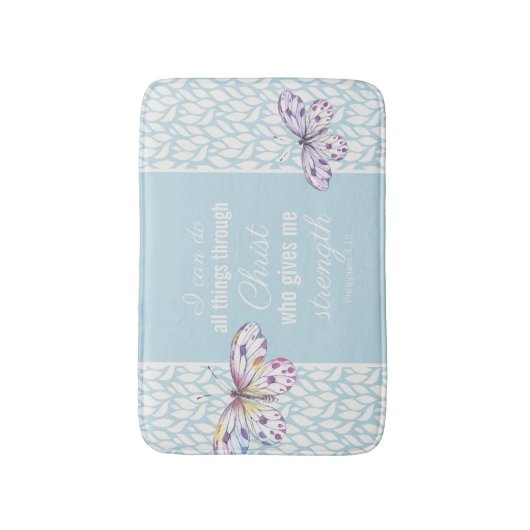 Blaue Christliche Philippinen 4:13 Schmetterling Badematte (Vorderseite Vertikal)