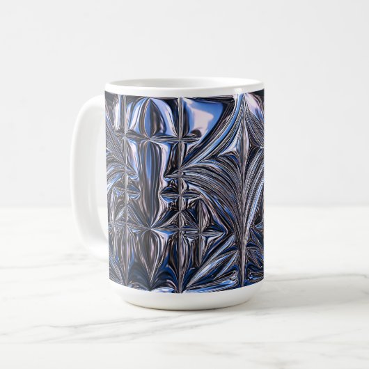 Blaue Chrome-Geometrie Kaffeetasse (Vorderseite Links)