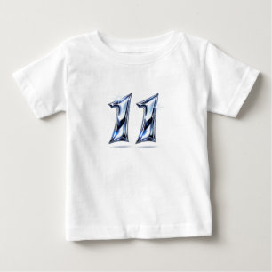 Blaue Chrome Nummer 11 Geburtstags-Baby-Kinder-T-S Baby T-shirt