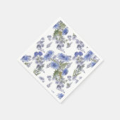 Blaue Chrysanthemen, Aquarellen Serviette (Ecke)