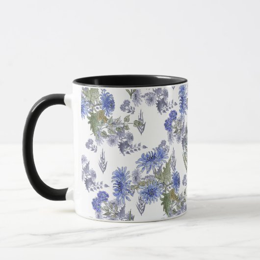Blaue Chrysanthemen, Aquarellen Tasse (Links)
