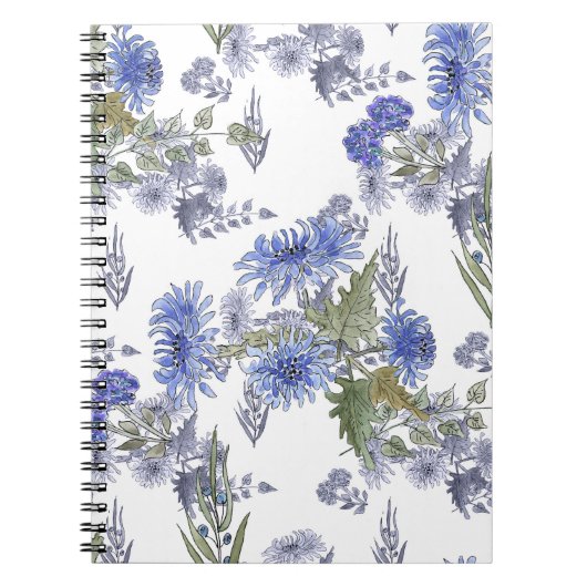 Blaue Chrysanthemen Notizblock (Vorderseite)