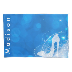 Blaue Cinderella-Sparkle-High-Heel-Personalisierun Kissenbezug