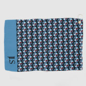 BLAUE CIRCLE GEOMETRIC PATTERMONOGRAM INITIALEN GOLFHANDTUCH (Horizontal)