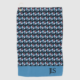 BLAUE CIRCLE GEOMETRIC PATTERMONOGRAM INITIALEN GOLFHANDTUCH