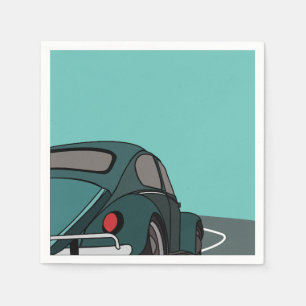 Blaue Classic Car Geburtstag Serviette