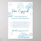 Blaue Cloud-Boho-Zeitkapsel zum ersten Geburtstag Poster (Vorne)