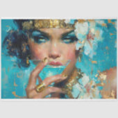 Blaue Cocktaildekoupage der Afrikanerin Seidenpapier (Vorderseite)