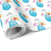 Blaue Cocktailgetränke auf Weiß Geschenkpapier (Rolleneckpunkt)