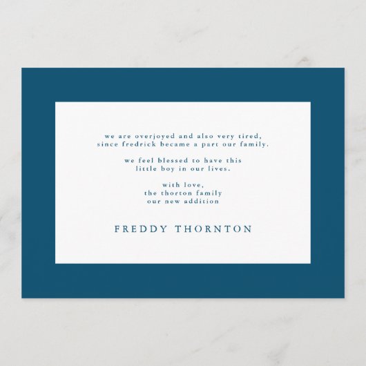 Blaue Collage des neugeborenen Fotos Ankündigung (Rückseite)