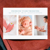 Blaue Collage des neugeborenen Fotos Ankündigung