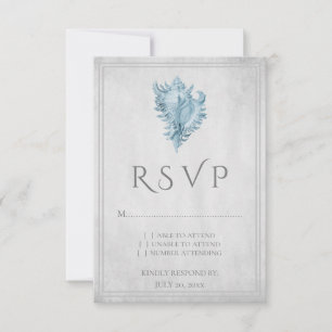 Blaue Conch-Schnecken-Hochzeits-RSVP-Karte RSVP Karte