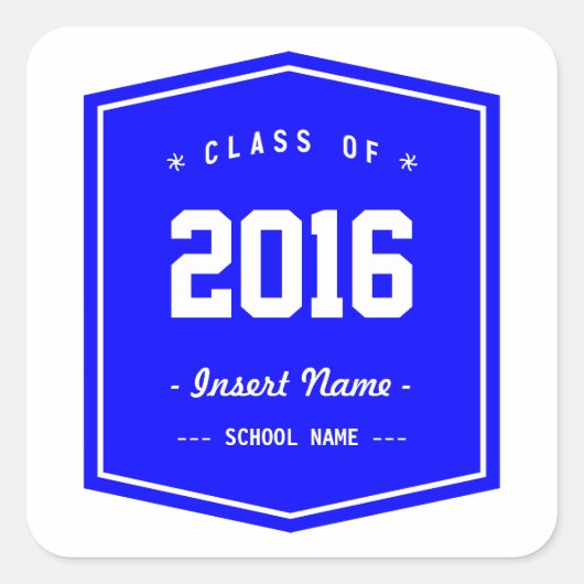 Blaue Coole Klasse Quadratischer Aufkleber (Vorderseite)