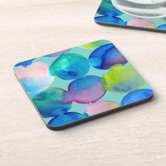 Blaue coole Wasserfarbe abstrakte Kunst Getränkeuntersetzer (Linke Seite)