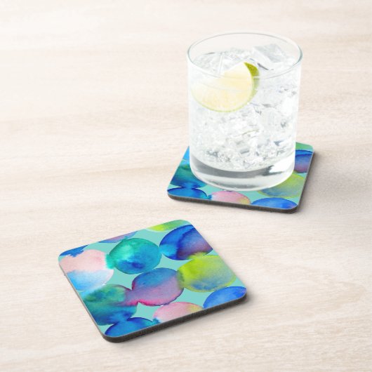Blaue coole Wasserfarbe abstrakte Kunst Getränkeuntersetzer (Rechte Seite)