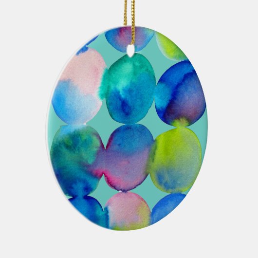 Blaue coole Wasserfarbe abstrakte Kunst Keramik Ornament (Rechts)