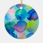 Blaue coole Wasserfarbe abstrakte Kunst Keramik Ornament (Vorne)
