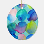 Blaue coole Wasserfarbe abstrakte Kunst Keramik Ornament (Links)