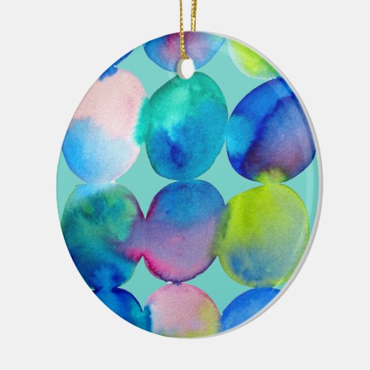 Blaue coole Wasserfarbe abstrakte Kunst Keramik Ornament (Links)