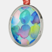 Blaue coole Wasserfarbe abstrakte Kunst Ornament Aus Metall (Links)