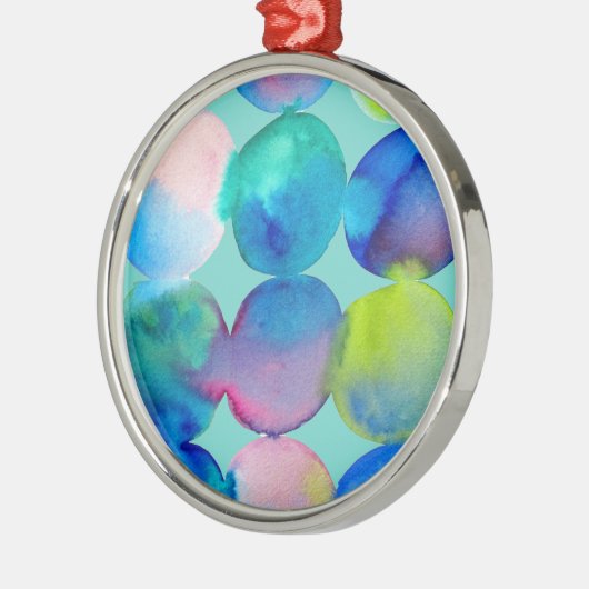 Blaue coole Wasserfarbe abstrakte Kunst Ornament Aus Metall (Links)