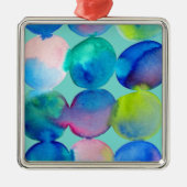 Blaue coole Wasserfarbe abstrakte Kunst Ornament Aus Metall (Vorne)