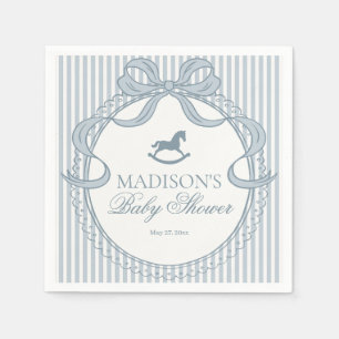 Blaue Coquette-Bogen-Schaukelpferd-Baby-Shower-Des Serviette