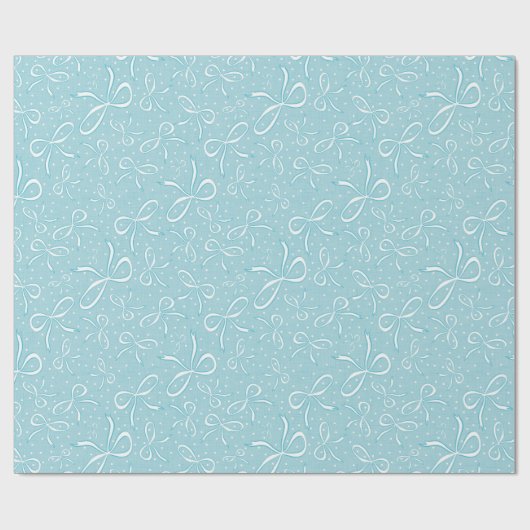 Blaue Coquette Bows Geschenkpapier (Flach)