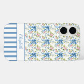 Blaue Coquette-Schleifen mit Blumen monogrammiert  Case-Mate iPhone Hülle (Rückseite (Horizontal))