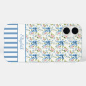Blaue Coquette-Schleifen mit Blumen monogrammiert Case-Mate iPhone Hülle (Rückseite (Horizontal))